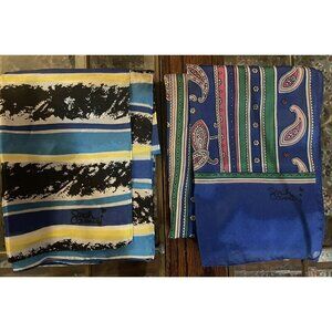 SARAH COVENTRY STRIPPED SCARF/Scarves Head-Neck/Hijab-Blue-Black-Yellow 54x 10”2